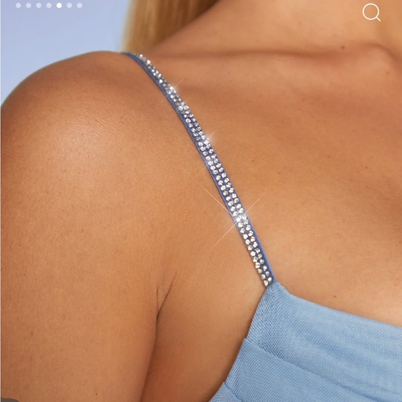 Oh Polly Embellished Strap Crop Top in Blue - Picture 4 of 5